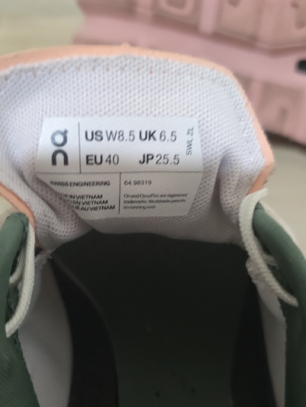 On Running Women's Cloudventure Peak Sneakers in White, Pink and Green - Picture 3 of 4